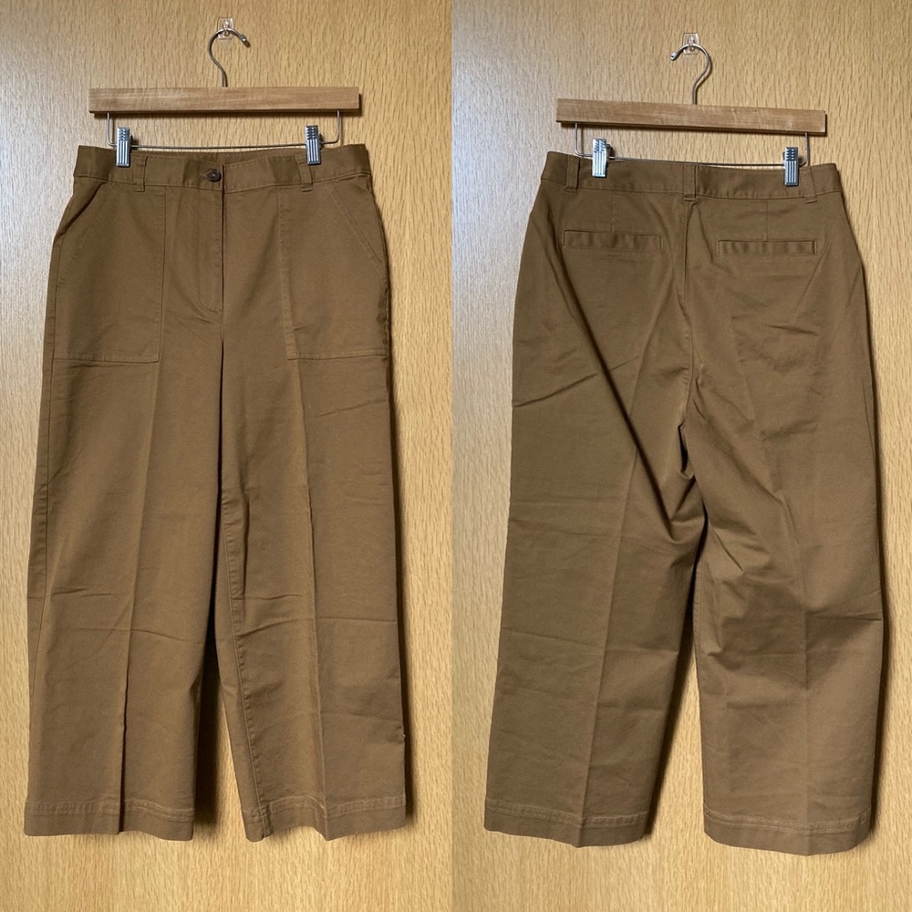 Brooks Brothers Stretch Cotton Twill Cropped Wide-Leg Pants - Picture 2 of 10